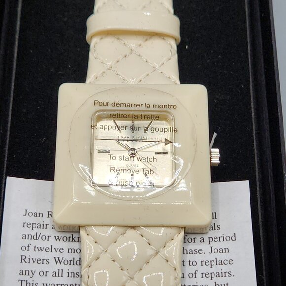 Joan Rivers Classics Collection Watch Ivory Cream Square V377 NEW Needs Battery - Picture 2 of 7